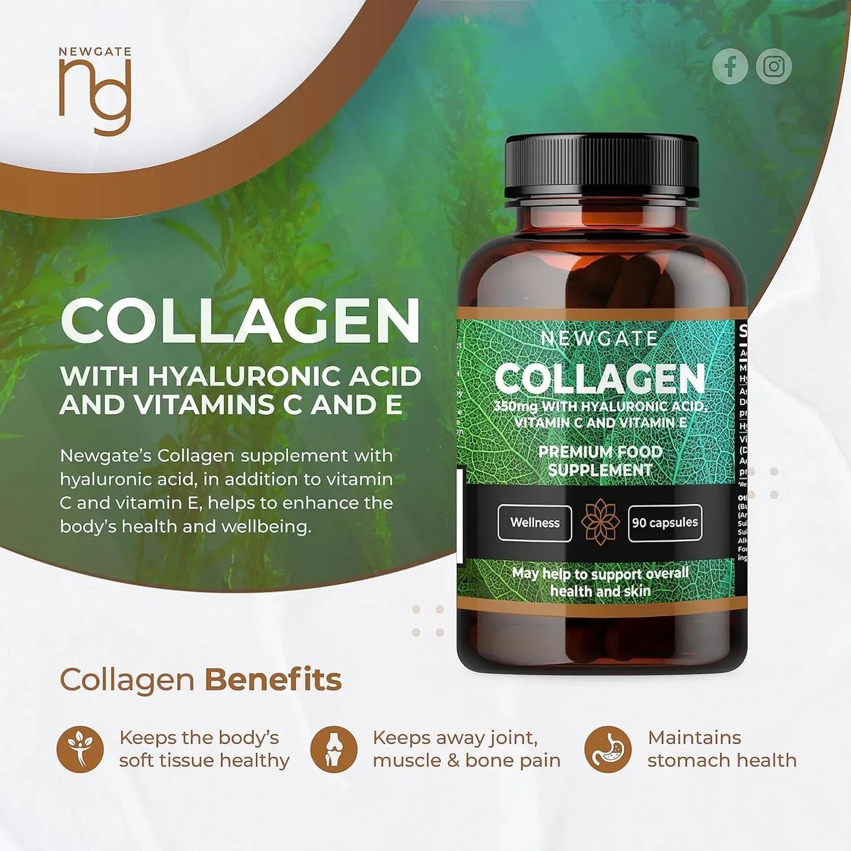 NEWGATE LABS - Newgate Labs Marine Collagen 350Mg. with Hyaluronic Acid 90 Capsulas - The Red Vitamin MX - Suplementos Alimenticios - {{ shop.shopifyCountryName }}