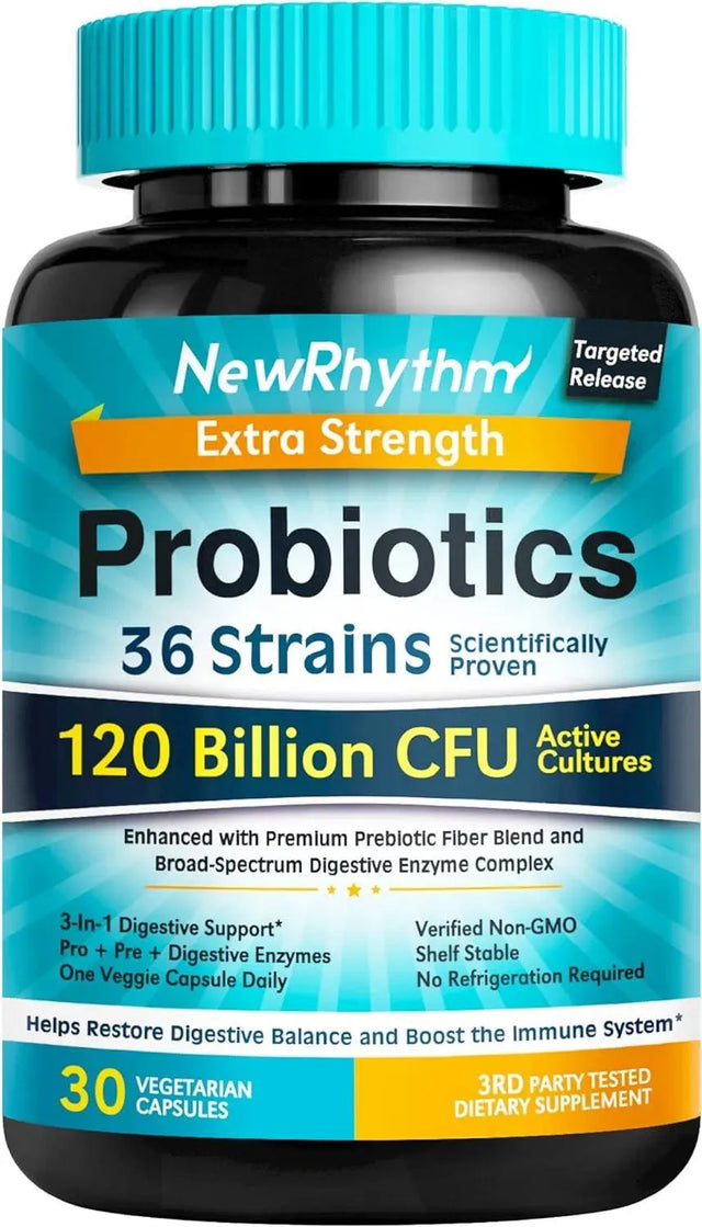 NEWRHYTHM - NewRhythm Probiotics 120 Billion CFU 36 Strains 30 Capsulas - The Red Vitamin MX - Suplementos Alimenticios - {{ shop.shopifyCountryName }}