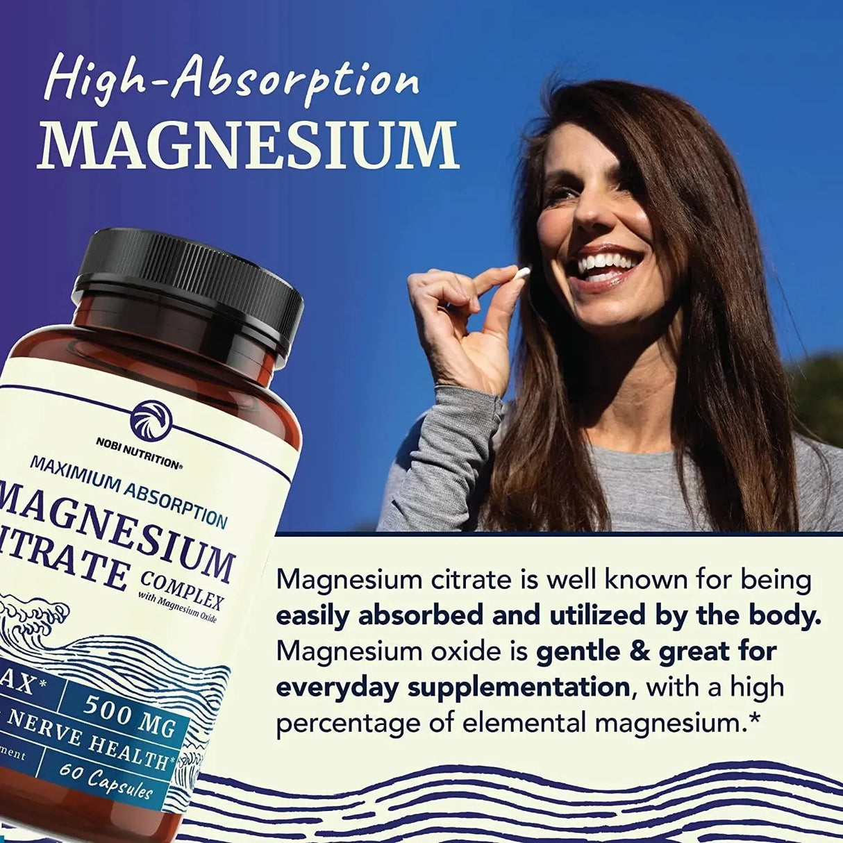 NOBI NUTRITION - Nobi Nutrition High Absorption Magnesium Complex 60 Capsulas - The Red Vitamin MX - Suplementos Alimenticios - {{ shop.shopifyCountryName }}