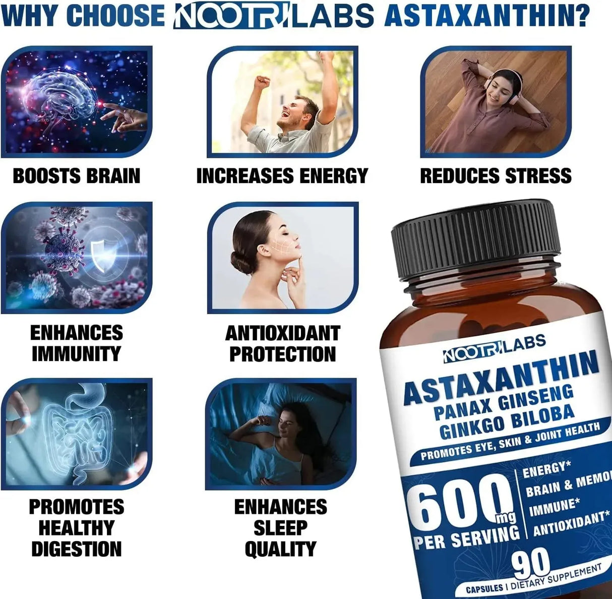 NOOTRILABS - Nootrilabs Astaxanthin 15Mg. Panax Ginseng Ginkgo Biloba Supplements 90 Capsulas - The Red Vitamin MX - Suplementos Alimenticios - {{ shop.shopifyCountryName }}