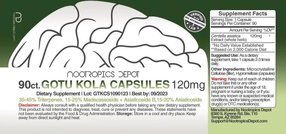 NOOTROPICS DEPOT - Nootropics Depot Gotu Kola Extract 120Mg. 90 Capsulas - The Red Vitamin MX - Suplementos Alimenticios - {{ shop.shopifyCountryName }}