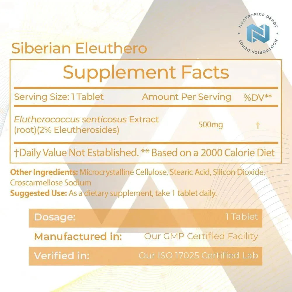 NOOTROPICS DEPOT - Nootropics Depot Siberian Eleuthero 500Mg. 60 Tabletas - The Red Vitamin MX - Suplementos Alimenticios - {{ shop.shopifyCountryName }}