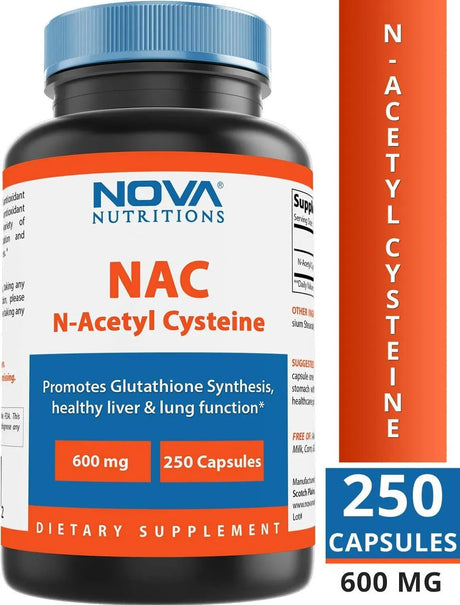 NOVA NUTRITIONS - Nova Nutritions N-Acetyl L-Cysteine NAC 600Mg. 250 Capsulas - The Red Vitamin MX - Suplementos Alimenticios - {{ shop.shopifyCountryName }}