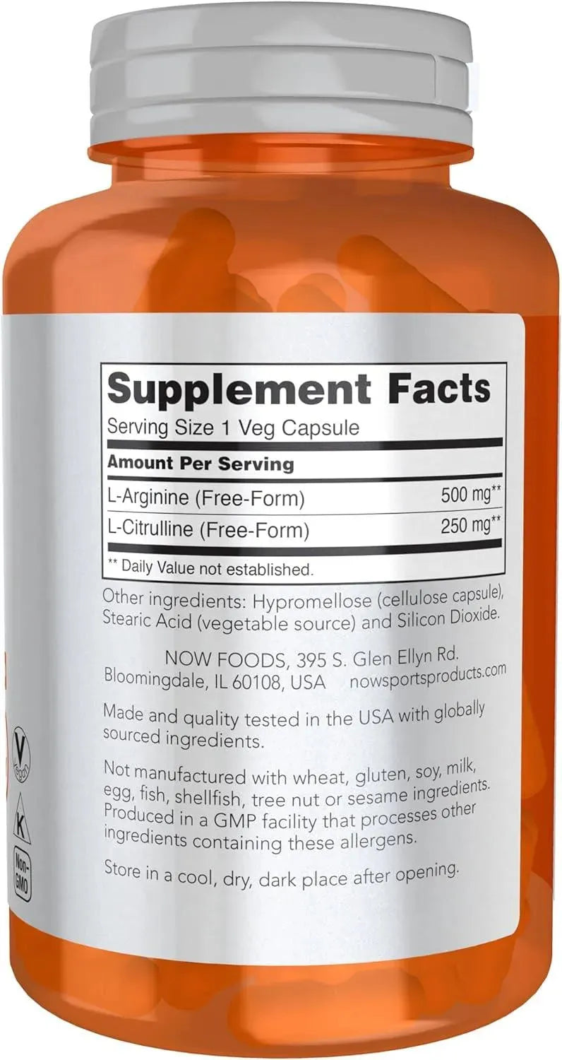 NOW SPORTS - NOW Foods Sports Nutrition Arginine & Citrulline 120 Capsulas - The Red Vitamin MX - Suplementos Alimenticios - {{ shop.shopifyCountryName }}