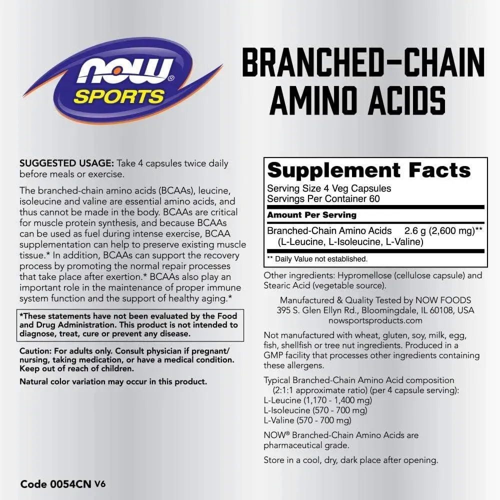 NOW SPORTS - NOW Sports Nutrition Branched Chain Amino Acids 240 Capsulas - The Red Vitamin MX - Suplementos Alimenticios - {{ shop.shopifyCountryName }}