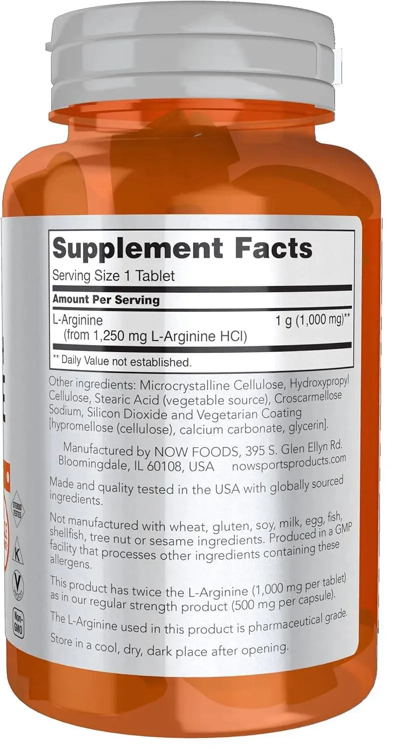 NOW SPORTS - NOW Sports Nutrition L-Arginine 1000Mg. 60 Tabletas - The Red Vitamin MX - Suplementos Alimenticios - {{ shop.shopifyCountryName }}