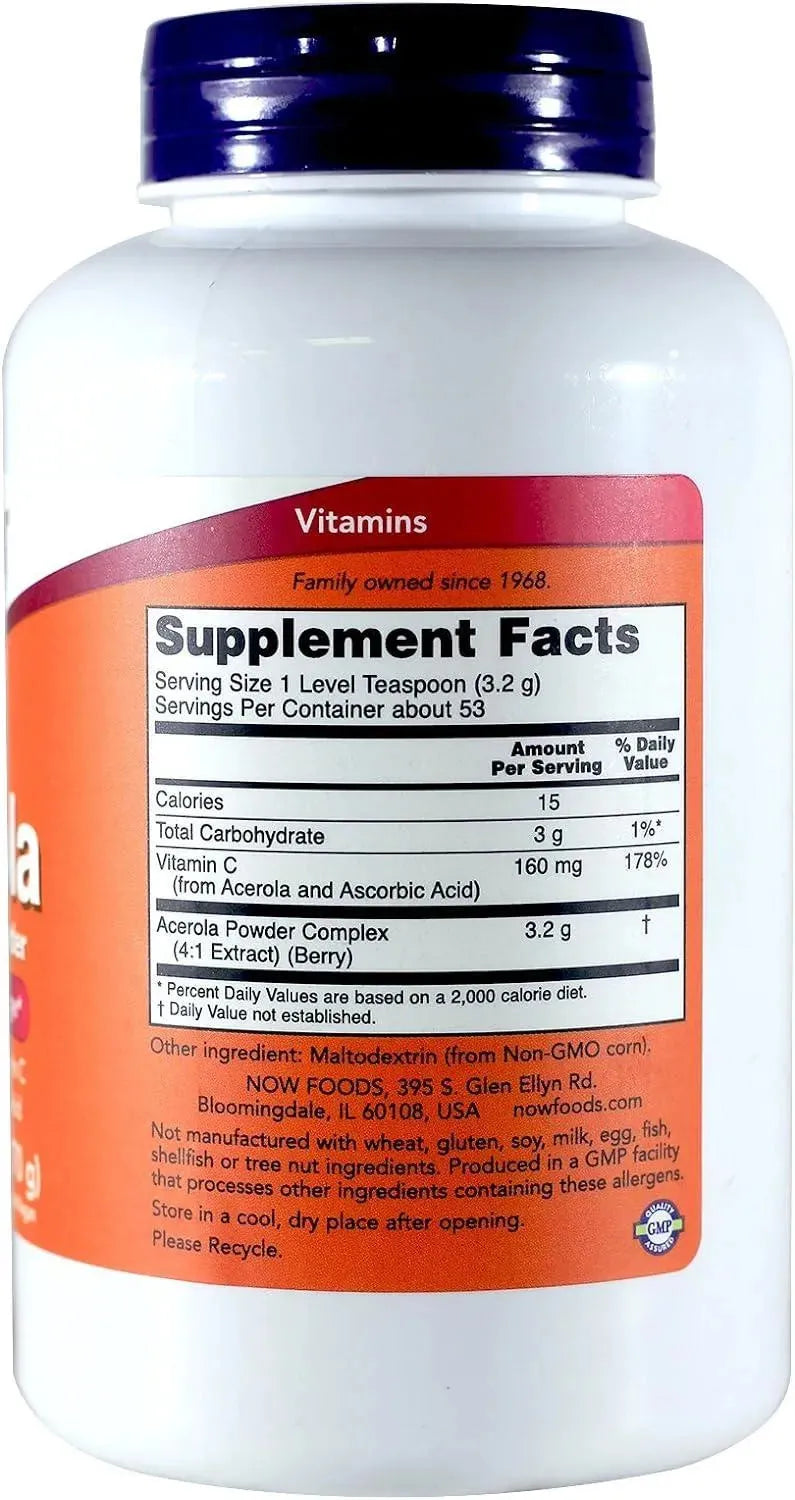 NOW SUPPLEMENTS - Now Supplements Acerola 4:1 Extract Powder 170Gr. - The Red Vitamin MX - Suplementos Alimenticios - {{ shop.shopifyCountryName }}