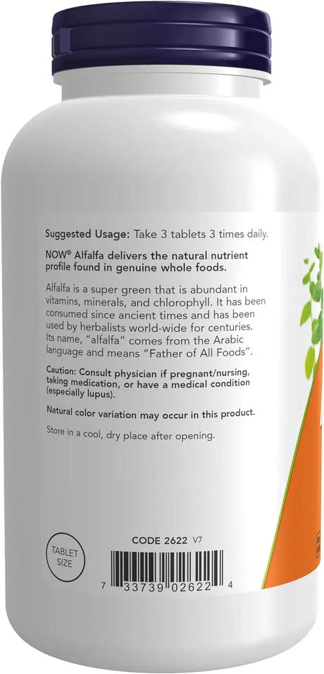 NOW SUPPLEMENTS - NOW Supplements Alfalfa 650Mg. 500 Tabletas - The Red Vitamin MX - Suplementos Alimenticios - {{ shop.shopifyCountryName }}