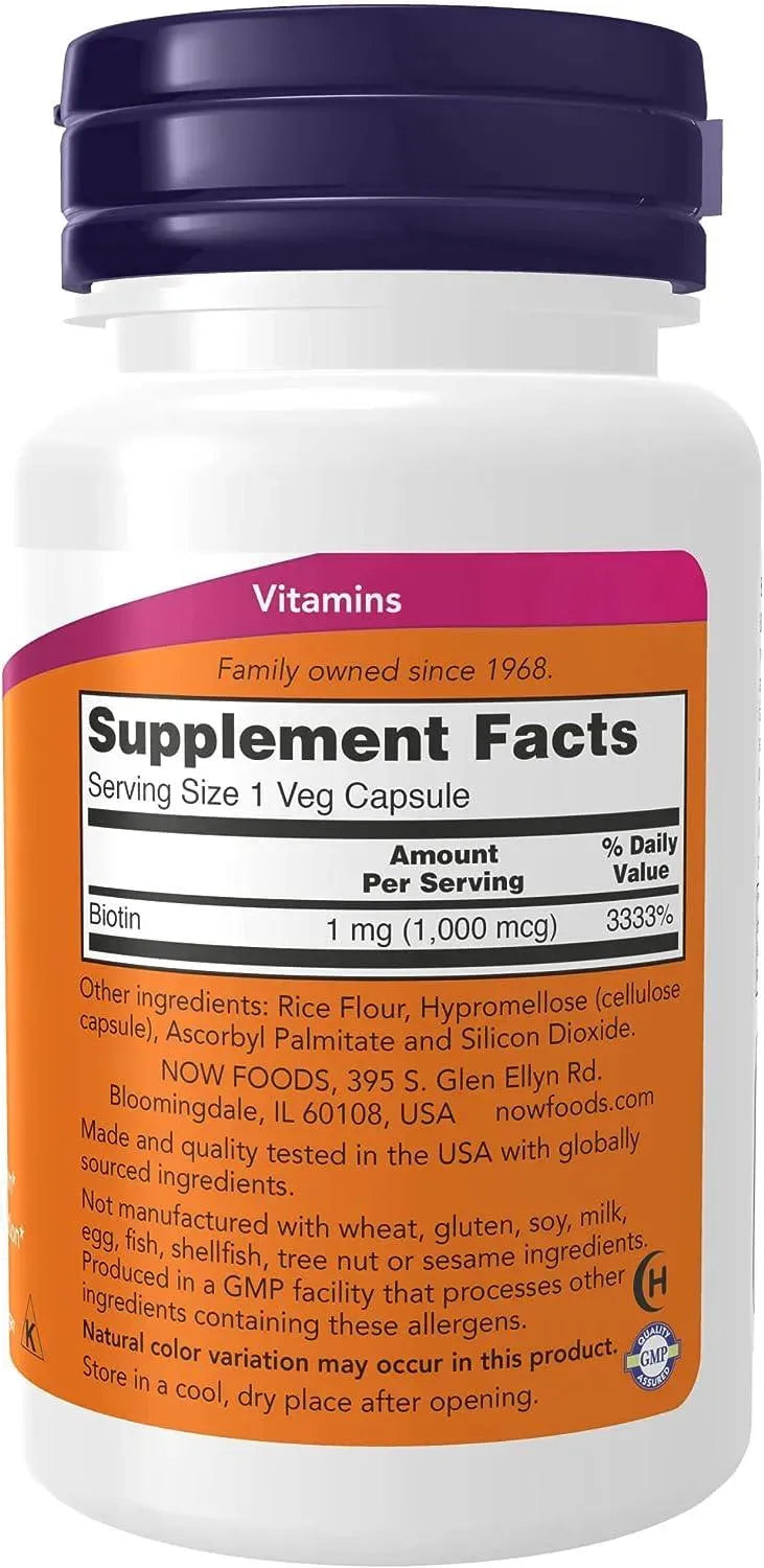 NOW SUPPLEMENTS - NOW Supplements Biotin 1,000 mcg 100 Capsulas - The Red Vitamin MX - Suplementos Alimenticios - {{ shop.shopifyCountryName }}