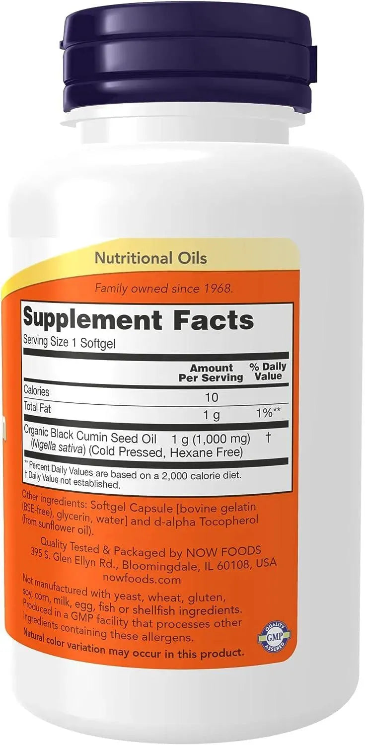 NOW SUPPLEMENTS - NOW Supplements Black Cumin Seed Oil 1000Mg. 60 Capsulas Blandas - The Red Vitamin MX - Suplementos Alimenticios - {{ shop.shopifyCountryName }}