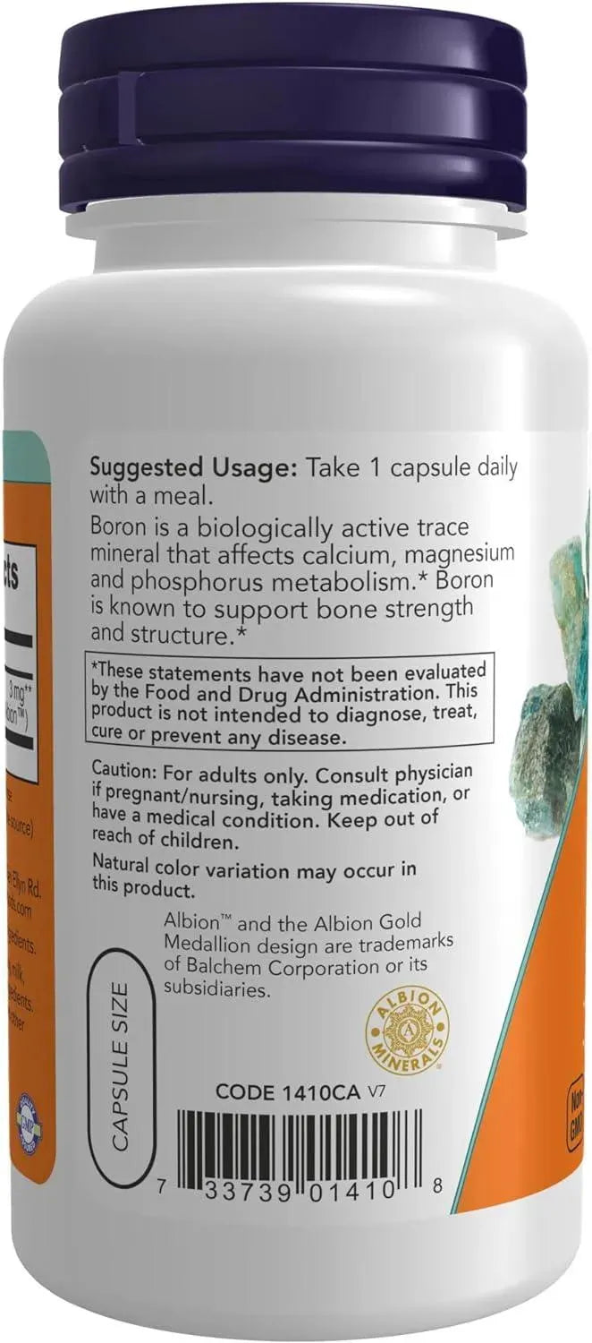 NOW SUPPLEMENTS - NOW Supplements Boron 3Mg. 100 Capsulas - The Red Vitamin MX - Suplementos Alimenticios - {{ shop.shopifyCountryName }}