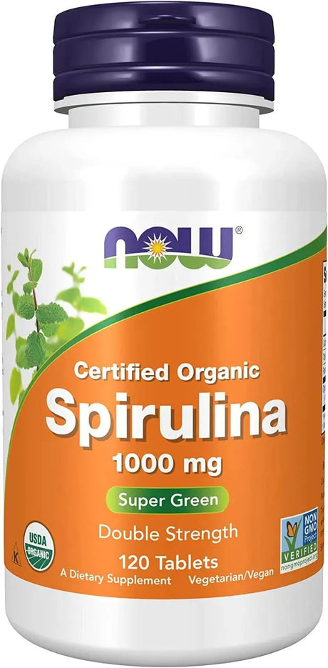 NOW SUPPLEMENTS - NOW Supplements, Certified Organic Spirulina 1000Mg. 120 Tabletas - The Red Vitamin MX - Suplementos Alimenticios - {{ shop.shopifyCountryName }}