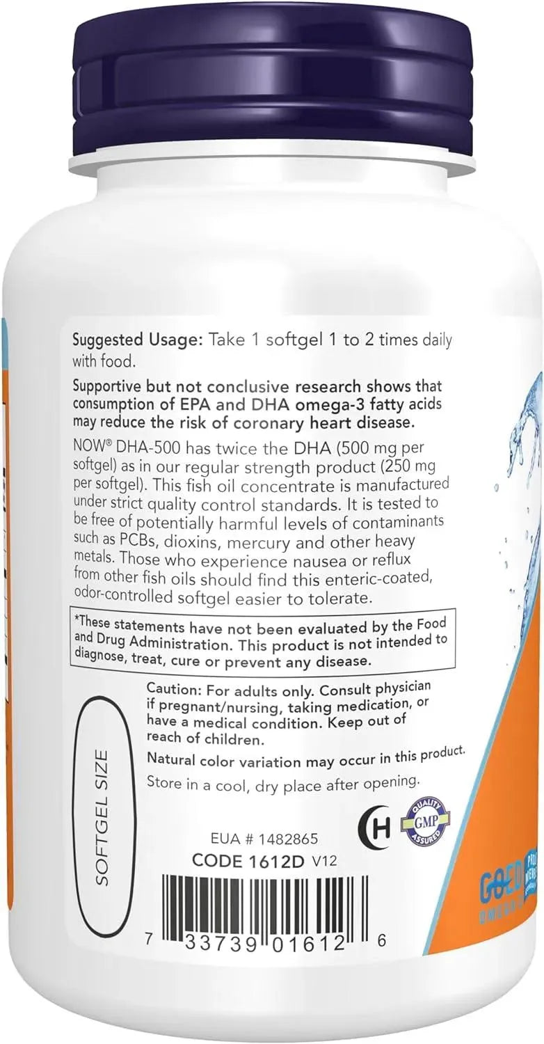 NOW SUPPLEMENTS - NOW Supplements DHA-500 with 250 EPA 90 Capsulas Blandas - The Red Vitamin MX - Suplementos Alimenticios - {{ shop.shopifyCountryName }}