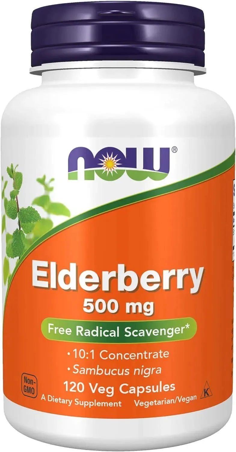 NOW SUPPLEMENTS - NOW Supplements Elderberry 500Mg. 120 Capsulas - The Red Vitamin MX - Suplementos Alimenticios - {{ shop.shopifyCountryName }}