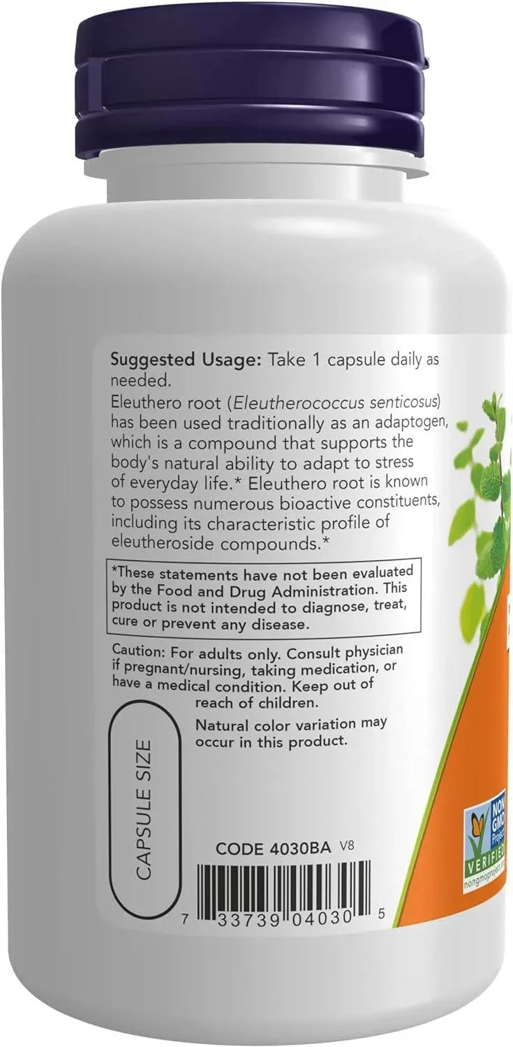 NOW SUPPLEMENTS - NOW Supplements Eleuthero 500Mg. 100 Capsulas - The Red Vitamin MX - Suplementos Alimenticios - {{ shop.shopifyCountryName }}