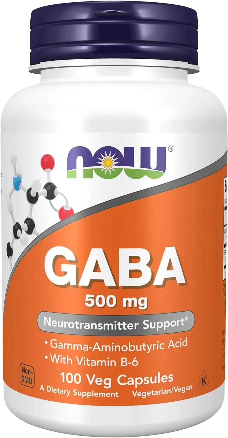 NOW SUPPLEMENTS - NOW Supplements GABA (Gamma-Aminobutyric Acid) 500Mg. + B-6 100 Capsulas - The Red Vitamin MX - Suplementos Alimenticios - {{ shop.shopifyCountryName }}