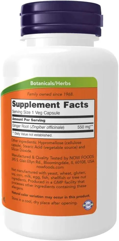 NOW SUPPLEMENTS - NOW Supplements Ginger Root 550Mg. 100 Capsulas - The Red Vitamin MX - Suplementos Alimenticios - {{ shop.shopifyCountryName }}