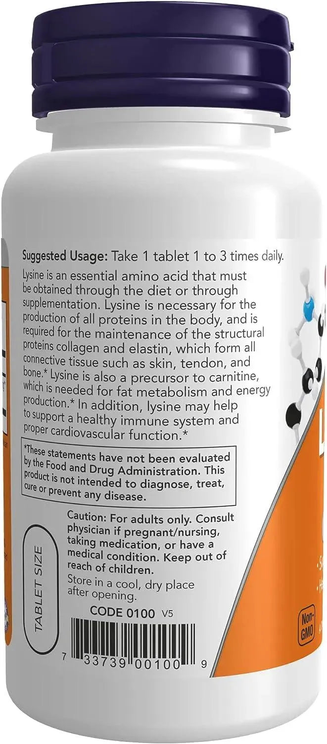 NOW SUPPLEMENTS - NOW Supplements L-Lysine 500Mg. 100 Tabletas - The Red Vitamin MX - Suplementos Alimenticios - {{ shop.shopifyCountryName }}