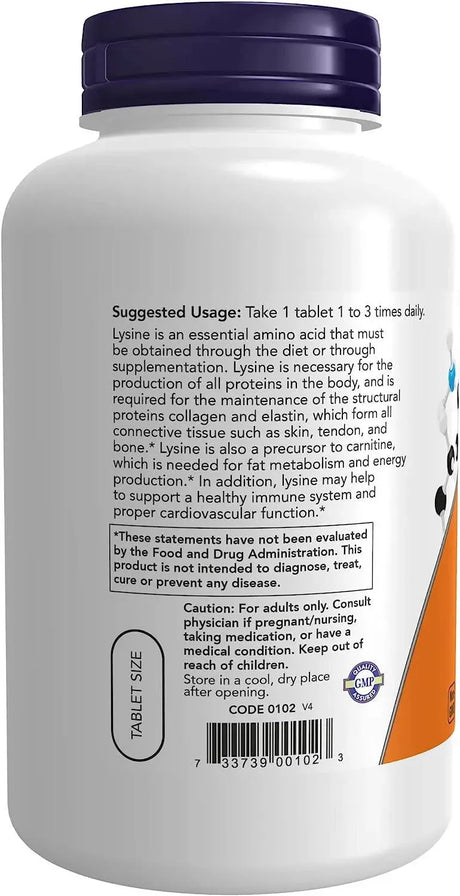 NOW SUPPLEMENTS - NOW Supplements L-Lysine 500Mg. 250 Tabletas - The Red Vitamin MX - Suplementos Alimenticios - {{ shop.shopifyCountryName }}