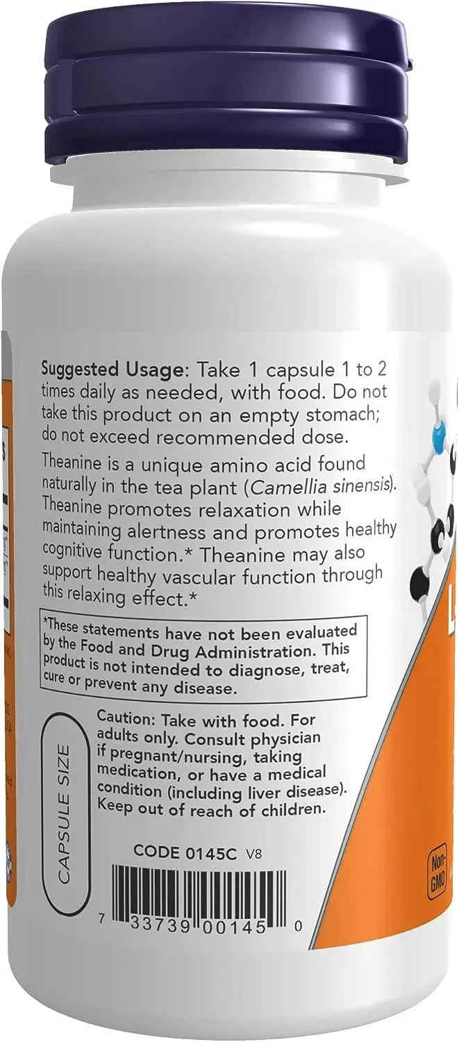 NOW SUPPLEMENTS - NOW Supplements L-Theanine 100Mg. 90 Capsulas - The Red Vitamin MX - Suplementos Alimenticios - {{ shop.shopifyCountryName }}