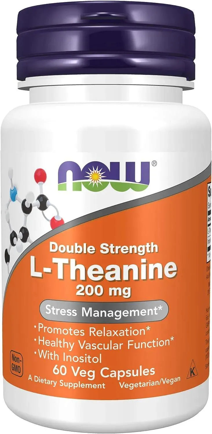NOW SUPPLEMENTS - NOW Supplements L-Theanine 200Mg. 60 Capsulas - The Red Vitamin MX - Suplementos Alimenticios - {{ shop.shopifyCountryName }}