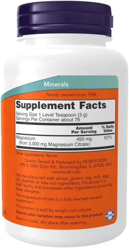 NOW SUPPLEMENTS - NOW Supplements Magnesium Citrate Pure Powder 8Oz. - The Red Vitamin MX - Suplementos Alimenticios - {{ shop.shopifyCountryName }}