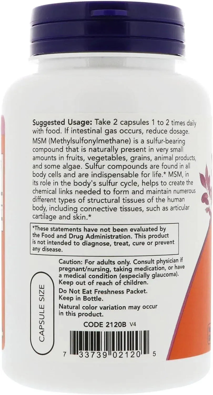 NOW SUPPLEMENTS - NOW Supplements MSM 1000Mg. 120 Capsulas - The Red Vitamin MX - Suplementos Alimenticios - {{ shop.shopifyCountryName }}