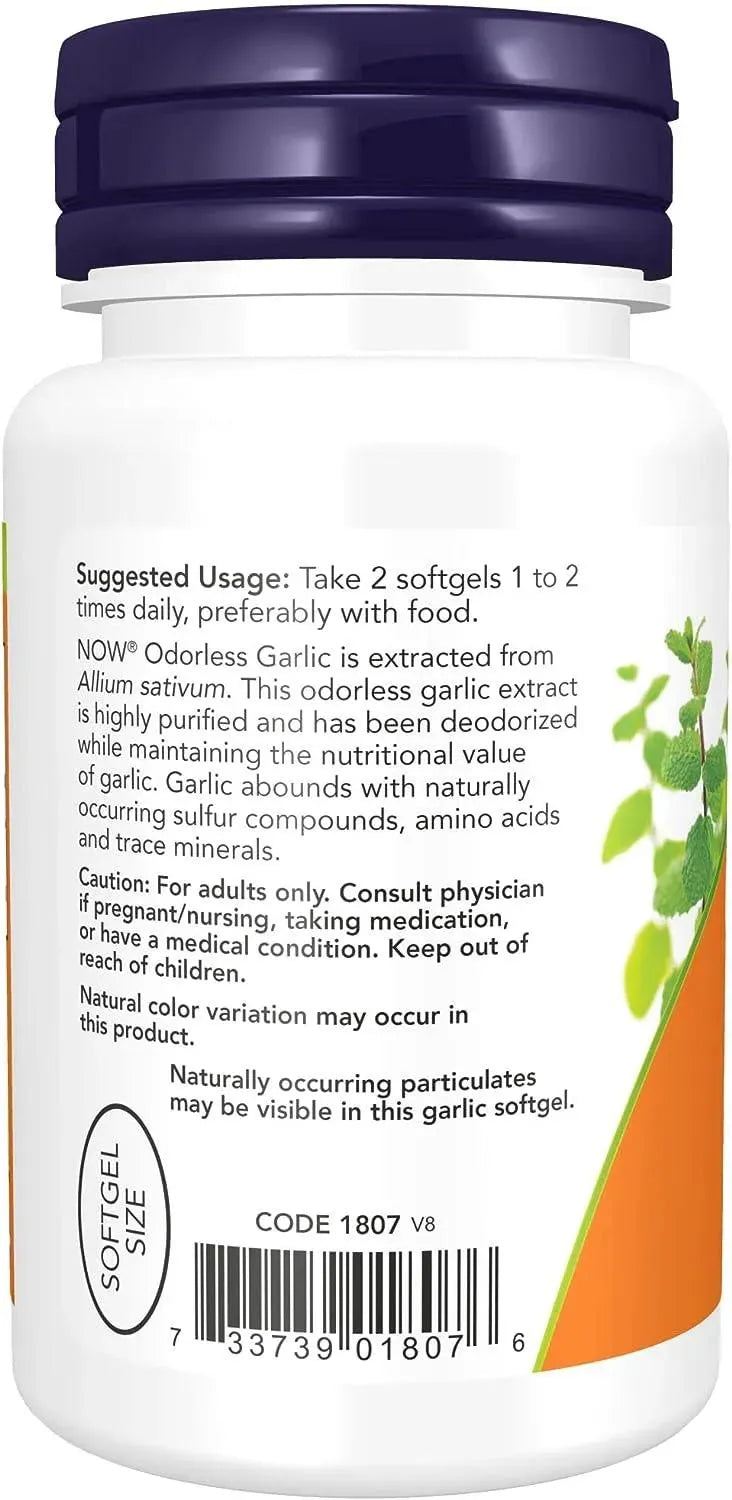 NOW SUPPLEMENTS - NOW Supplements Odorless Garlic Extract 100 Capsulas Blandas - The Red Vitamin MX - Suplementos Alimenticios - {{ shop.shopifyCountryName }}