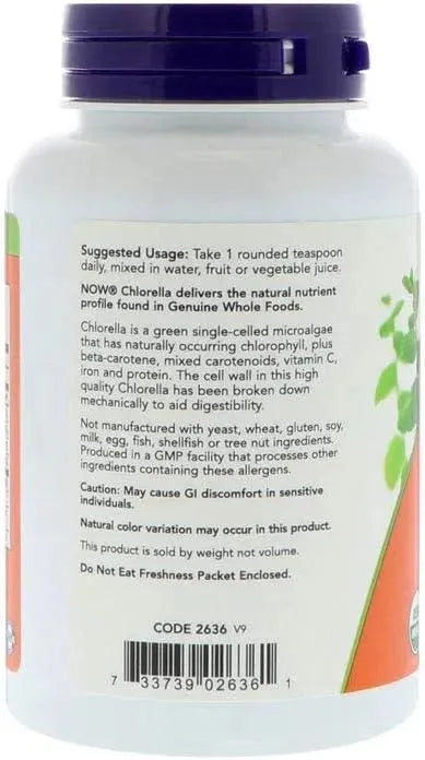 NOW SUPPLEMENTS - NOW Supplements Organic Chlorella Powder 113Gr. - The Red Vitamin MX - Suplementos Alimenticios - {{ shop.shopifyCountryName }}