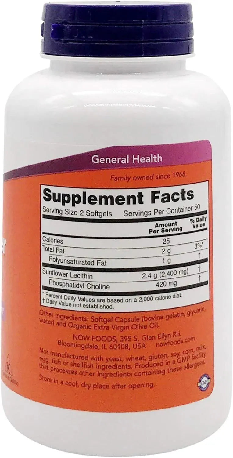 NOW SUPPLEMENTS - Now Supplements Sunflower Lecithin 1200Mg. 100 Capsulas Blandas - The Red Vitamin MX - Suplementos Alimenticios - {{ shop.shopifyCountryName }}