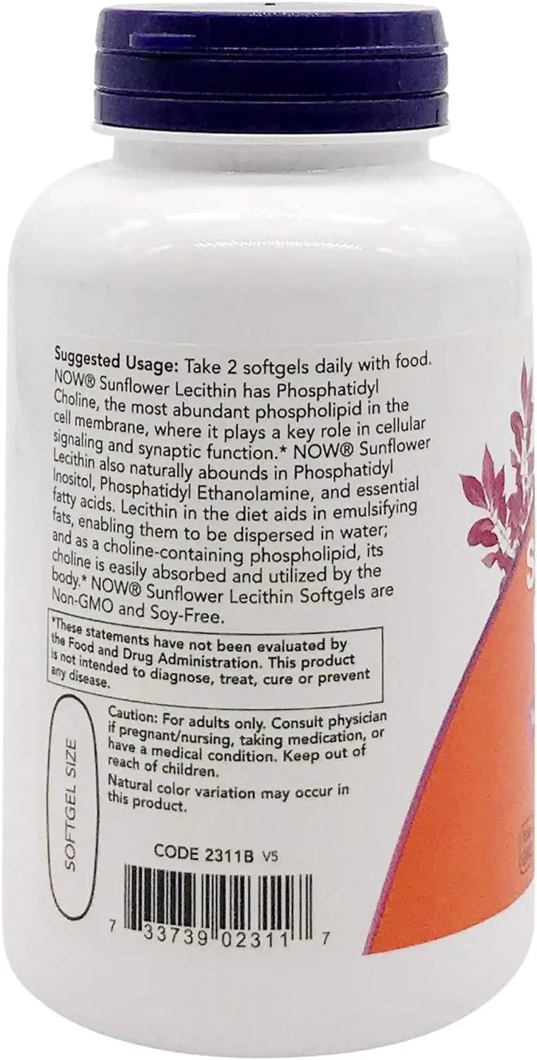 NOW SUPPLEMENTS - Now Supplements Sunflower Lecithin 1200Mg. 100 Capsulas Blandas - The Red Vitamin MX - Suplementos Alimenticios - {{ shop.shopifyCountryName }}