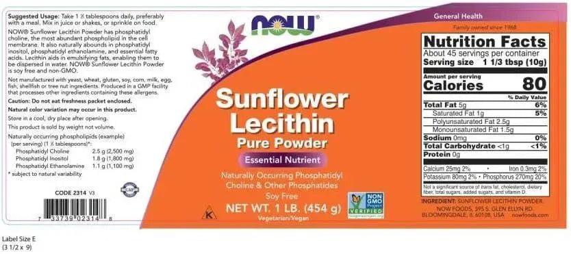 NOW SUPPLEMENTS - Now Supplements Sunflower Lecithin Pure Powder 454Gr. 2 Pack - The Red Vitamin MX - Suplementos Alimenticios - {{ shop.shopifyCountryName }}