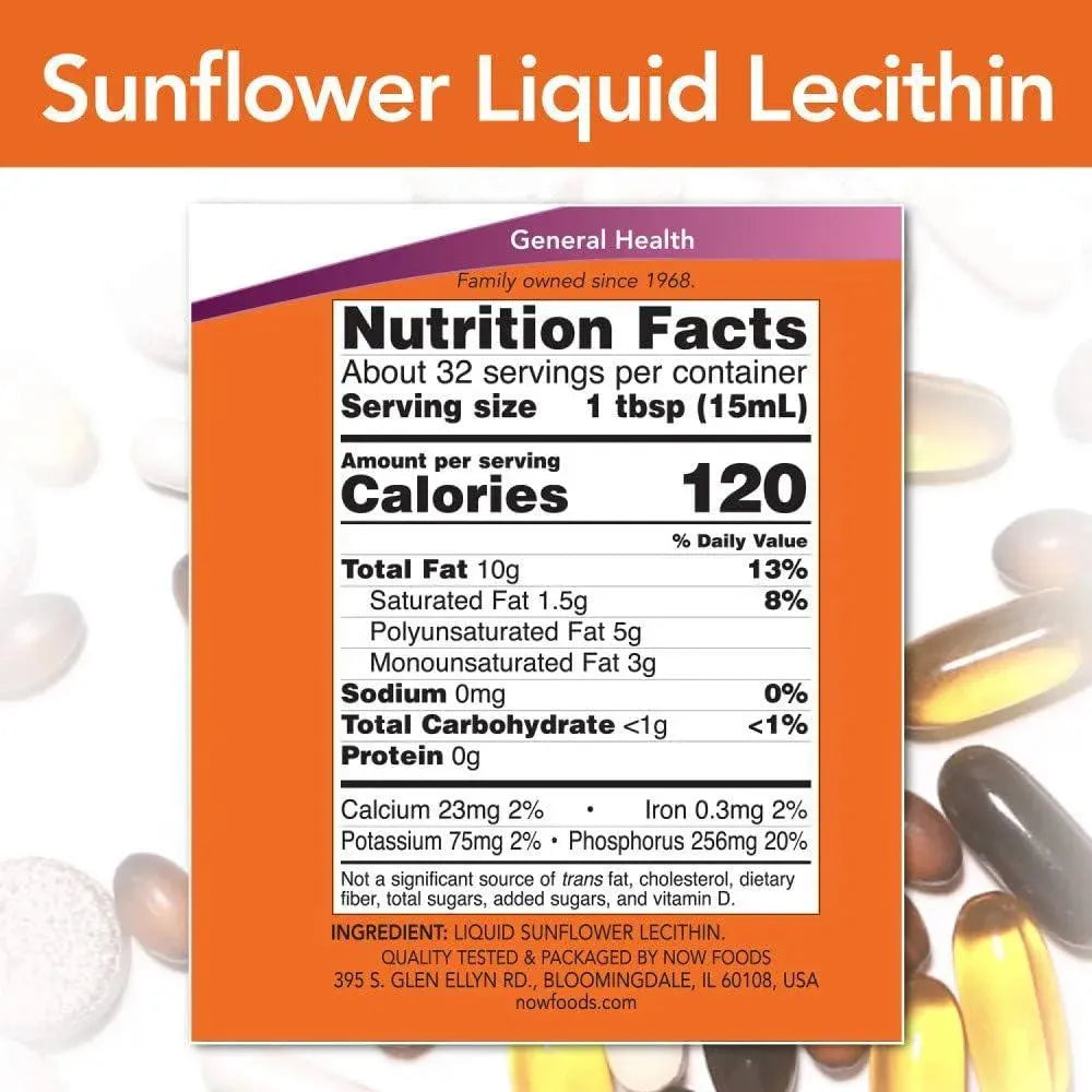 NOW SUPPLEMENTS - NOW Supplements Sunflower Liquid Lecithin 473Ml. - The Red Vitamin MX - Suplementos Alimenticios - {{ shop.shopifyCountryName }}