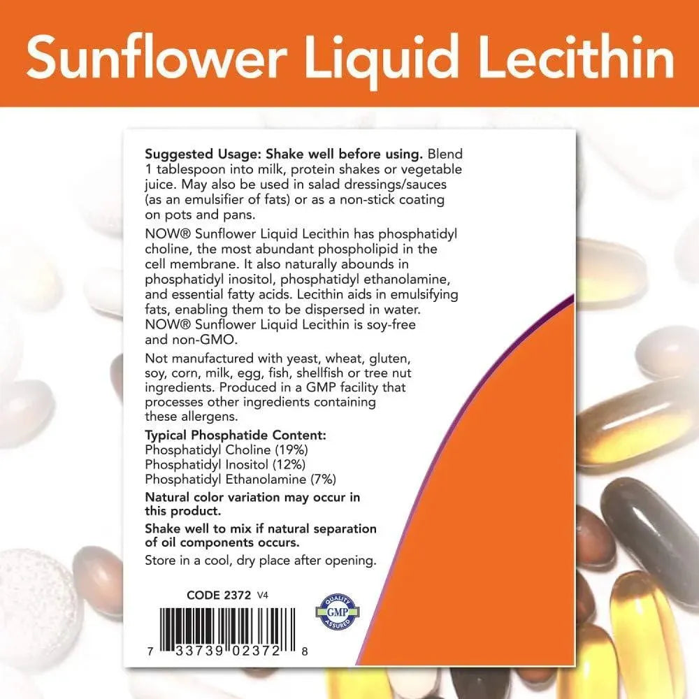 NOW SUPPLEMENTS - NOW Supplements Sunflower Liquid Lecithin 473Ml. - The Red Vitamin MX - Suplementos Alimenticios - {{ shop.shopifyCountryName }}