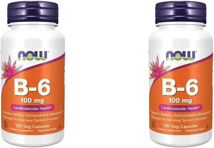 NOW SUPPLEMENTS - NOW Supplements Vitamin B-6 100Mg. 100 Capsulas 2 Pack - The Red Vitamin MX - Suplementos Alimenticios - {{ shop.shopifyCountryName }}