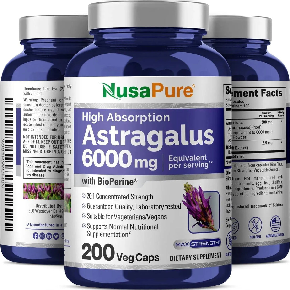 NUSAPURE - NusaPure Astragalus 6000Mg. 200 Capsulas - The Red Vitamin MX - Suplementos Alimenticios - {{ shop.shopifyCountryName }}