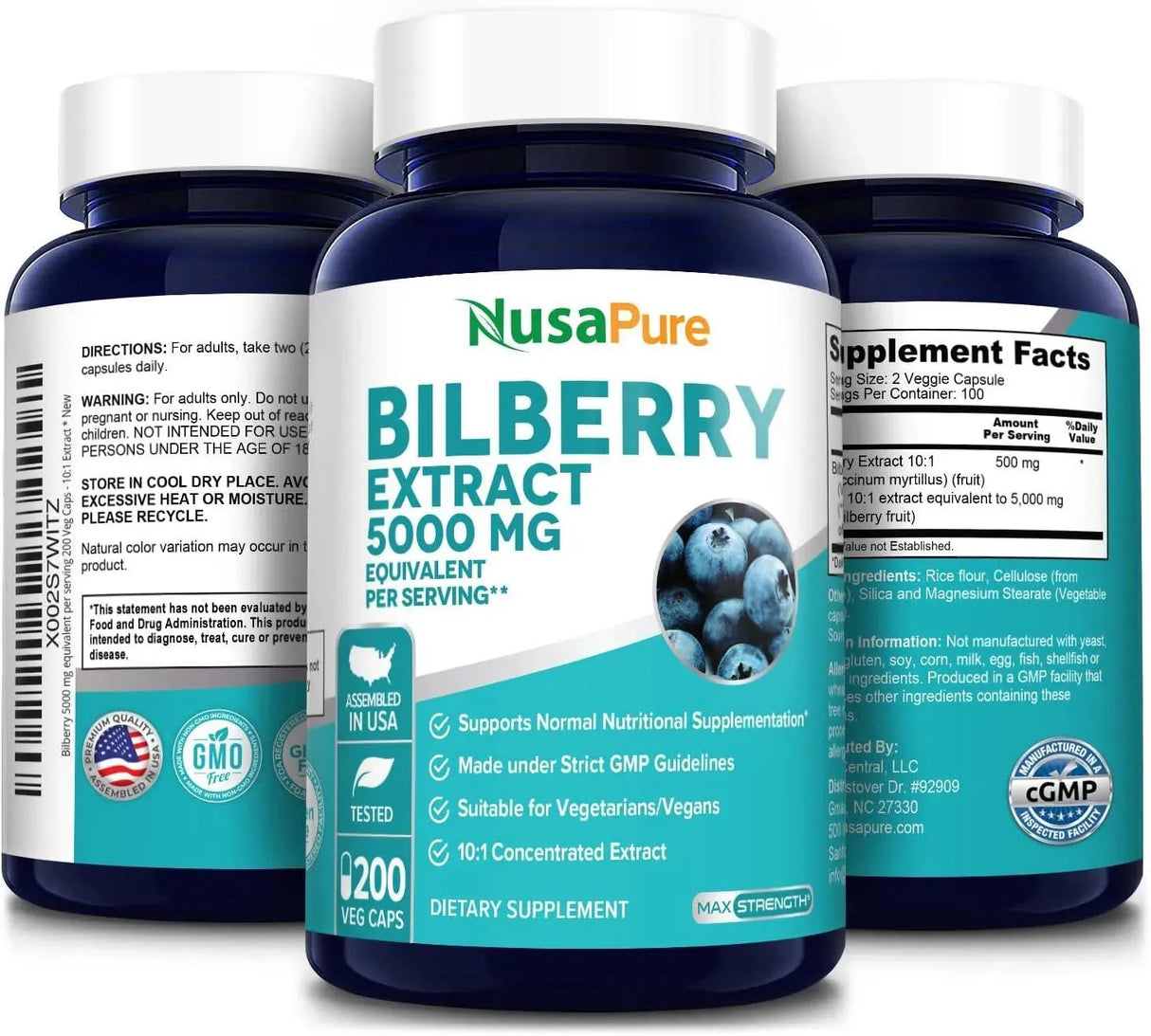 NUSAPURE - NusaPure Bilberry Extract 5,000Mg. 200 Capsulas - The Red Vitamin MX - Suplementos Alimenticios - {{ shop.shopifyCountryName }}