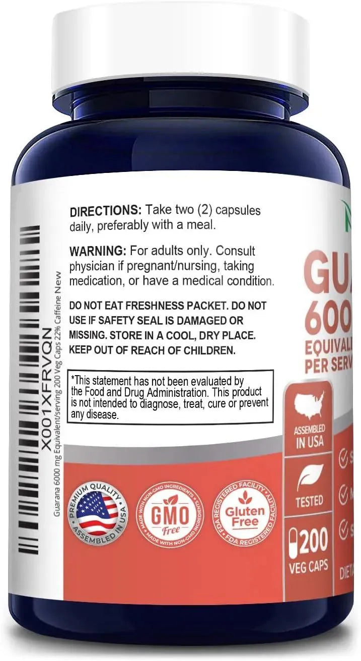 NUSAPURE - NusaPure Guarana Extract 6000Mg. 200 Capsulas - The Red Vitamin MX - Suplementos Alimenticios - {{ shop.shopifyCountryName }}
