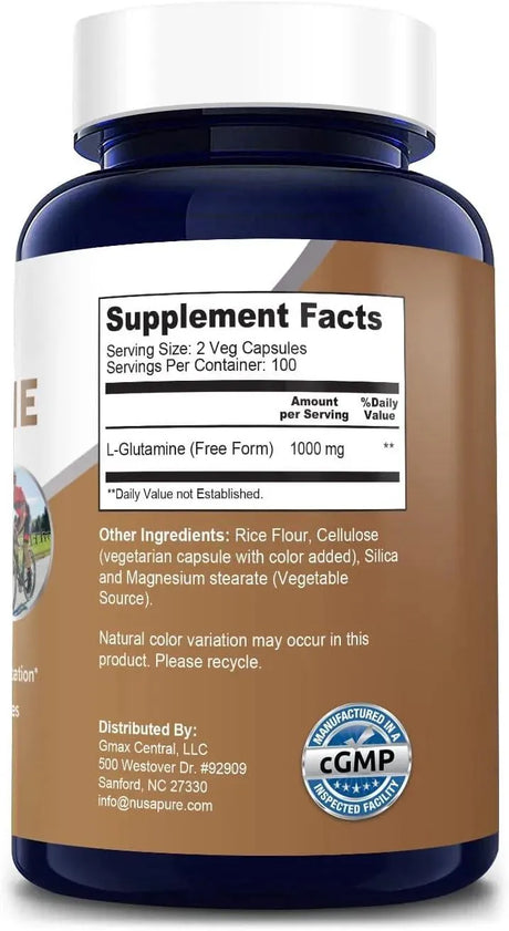 NUSAPURE - NusaPure L-Glutamine 1000Mg. 200 Capsulas - The Red Vitamin MX - Suplementos Alimenticios - {{ shop.shopifyCountryName }}