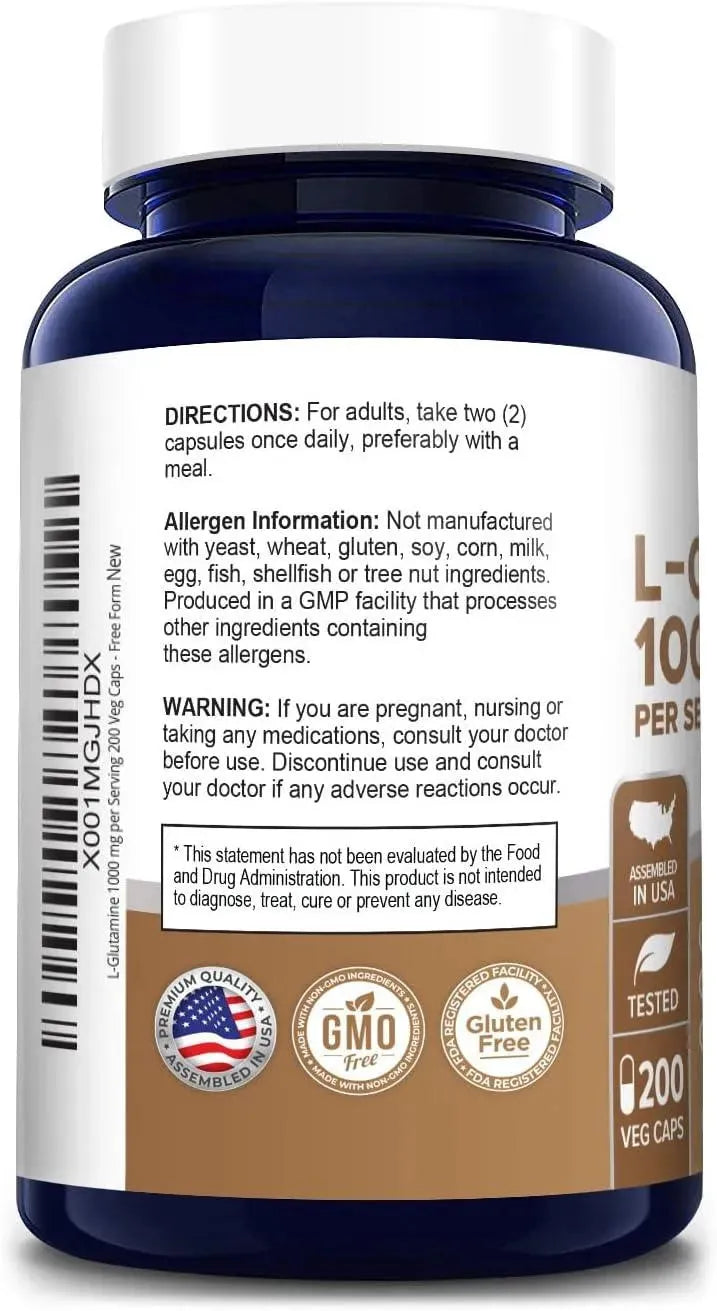 NUSAPURE - NusaPure L-Glutamine 1000Mg. 200 Capsulas - The Red Vitamin MX - Suplementos Alimenticios - {{ shop.shopifyCountryName }}