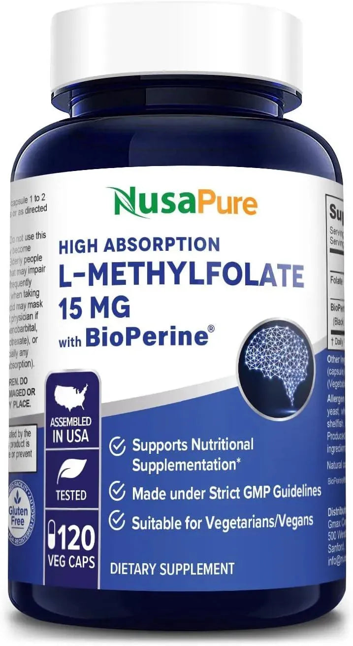 NUSAPURE - NusaPure L Methylfolate 15Mg. 120 Capsulas - The Red Vitamin MX - Suplementos Alimenticios - {{ shop.shopifyCountryName }}