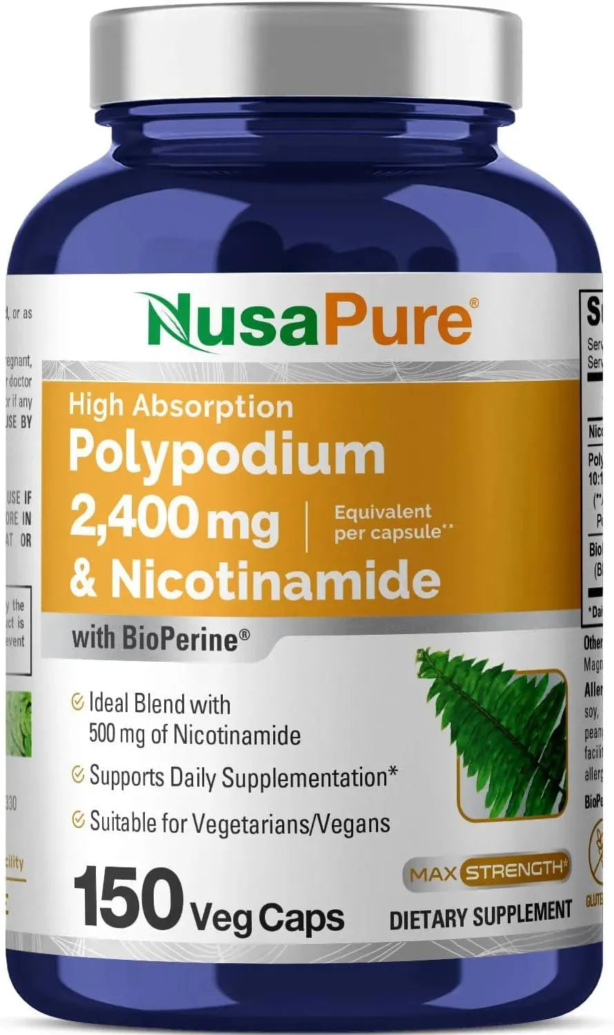 NUSAPURE - NusaPure Nicotinamide 500Mg. Polypodium Leucotomos Extract 2400Mg. 150 Capsulas - The Red Vitamin MX - Suplementos Alimenticios - {{ shop.shopifyCountryName }}