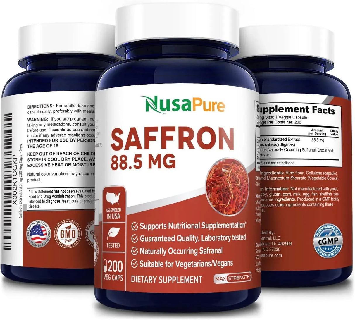 NUSAPURE - NusaPure Saffron Extract 88.5Mg. 200 Capsulas - The Red Vitamin MX - Suplementos Alimenticios - {{ shop.shopifyCountryName }}