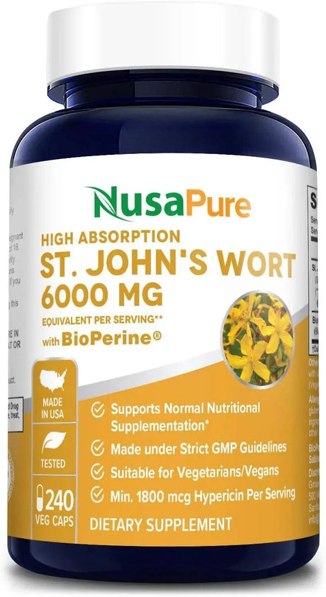 NUSAPURE - NusaPure St. John's Wort 6,000Mg. 240 Capsulas - The Red Vitamin MX - Suplementos Alimenticios - {{ shop.shopifyCountryName }}
