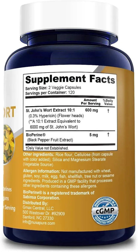 NUSAPURE - NusaPure St. John's Wort 6,000Mg. 240 Capsulas - The Red Vitamin MX - Suplementos Alimenticios - {{ shop.shopifyCountryName }}