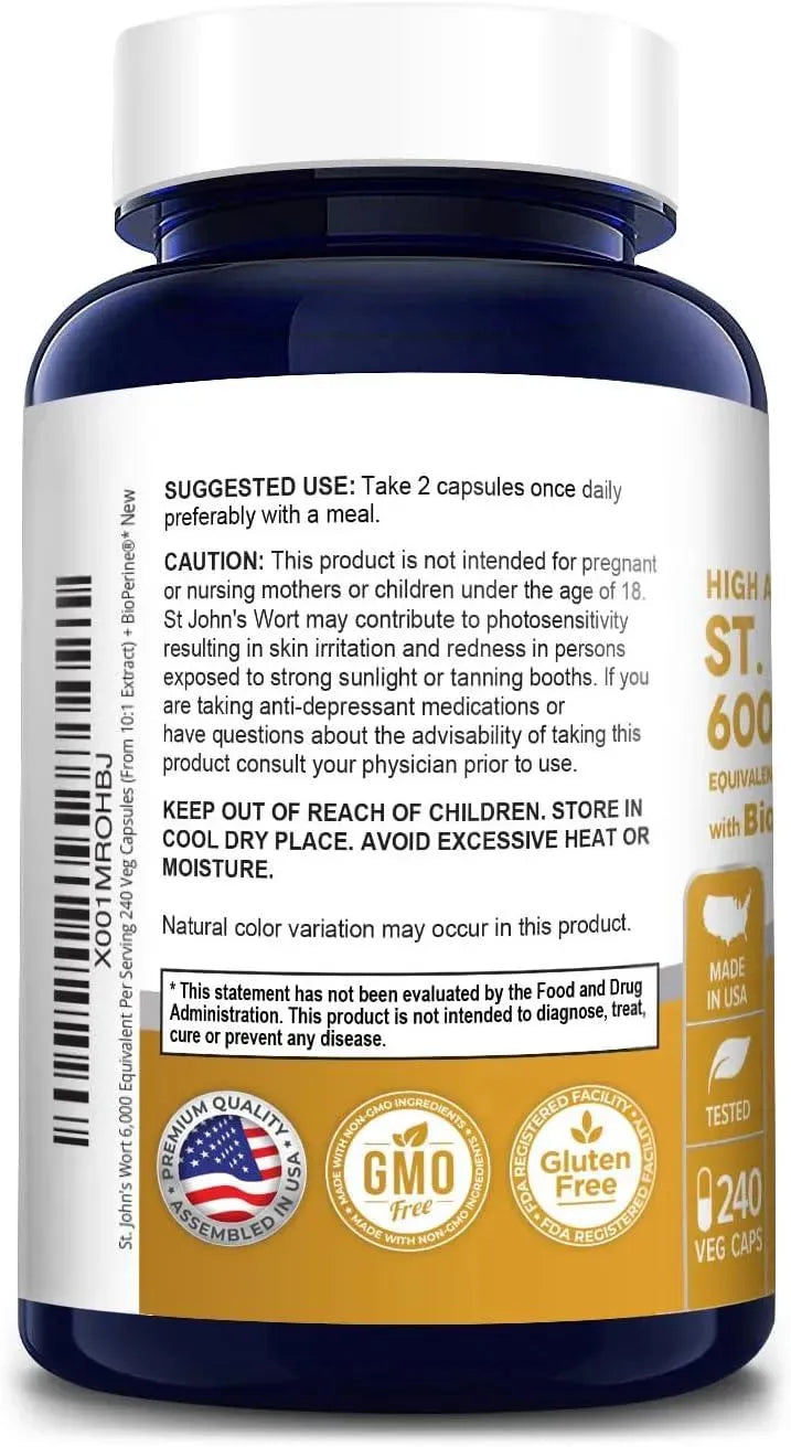 NUSAPURE - NusaPure St. John's Wort 6,000Mg. 240 Capsulas - The Red Vitamin MX - Suplementos Alimenticios - {{ shop.shopifyCountryName }}