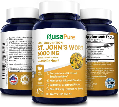 NUSAPURE - NusaPure St. John's Wort 6,000Mg. 240 Capsulas - The Red Vitamin MX - Suplementos Alimenticios - {{ shop.shopifyCountryName }}