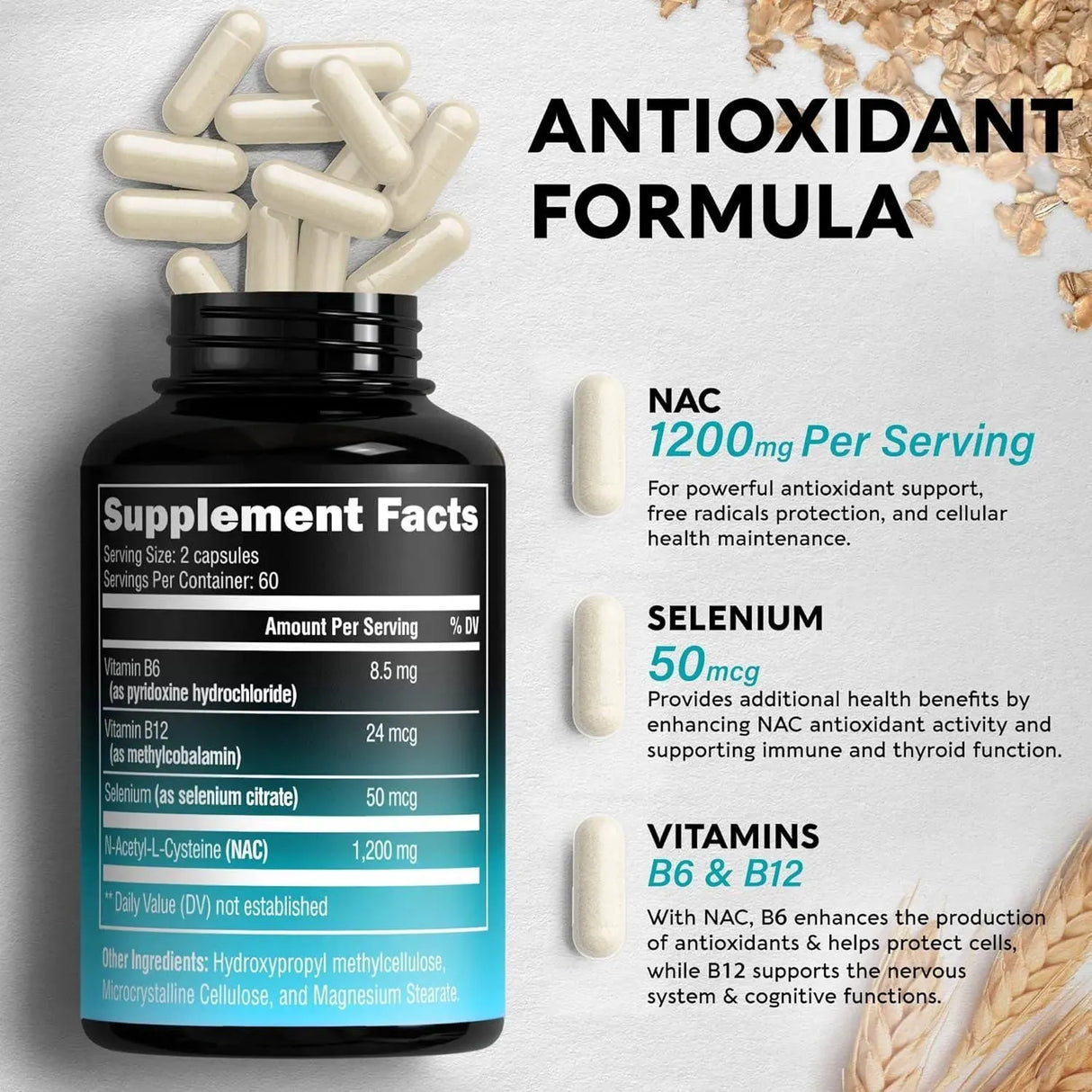 NUTRA HARMONY - Nutra Harmony NAC N-Acetyl L-Cysteine 1200Mg. 120 Capsulas - The Red Vitamin MX - Suplementos Alimenticios - {{ shop.shopifyCountryName }}