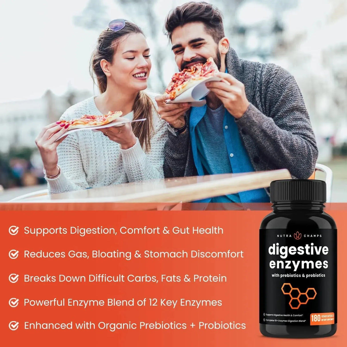 NUTRACHAMPS - NutraChamps Digestive Enzymes with Probiotics and Prebiotics 180 Capsulas - The Red Vitamin MX - Suplementos Alimenticios - {{ shop.shopifyCountryName }}