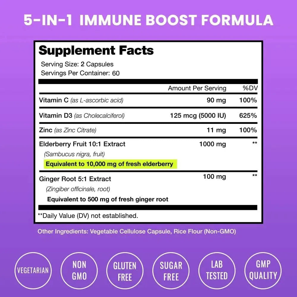 NUTRACHAMPS - NutraChamps Elderberry Capsules 120 Capsulas - The Red Vitamin MX - Suplementos Alimenticios - {{ shop.shopifyCountryName }}